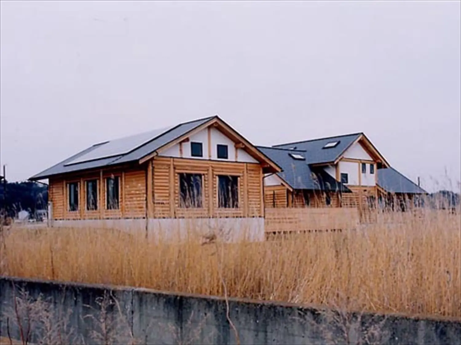 鉾田市のログハウス 湖の畔に建つ木の家