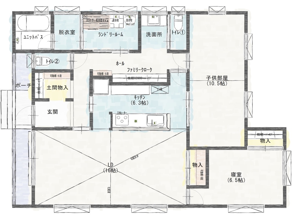 コンパクトに回遊動線を採用した間取り事例