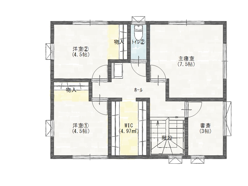 家事ラクラク！20帖LDKが魅力の2階建て|2階間取り