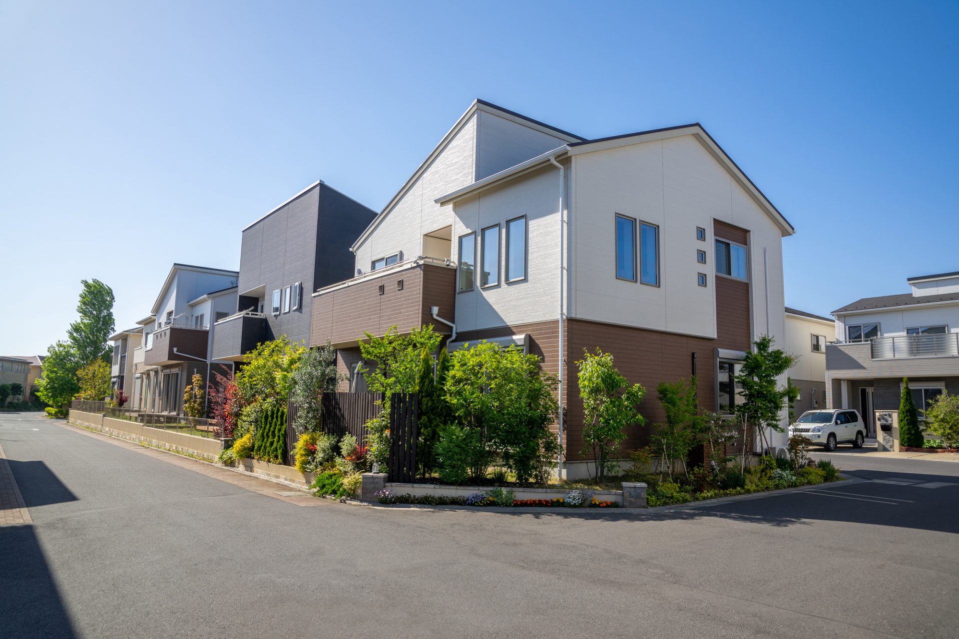 注文住宅が並ぶ街並み